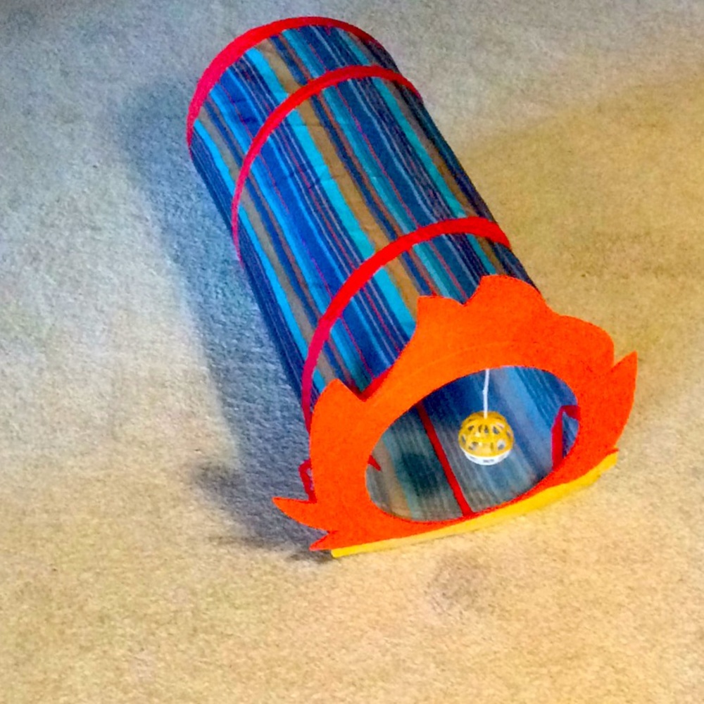 FINAL SALE PRICE Cat or Small Dog Play Tunnel with Attached Ball